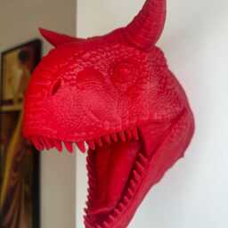Carnotaurus Dinosaur Head Wall Art Mount - 3D Printed Prehistoric Bust Available in Solid Colors - thumbnail 3