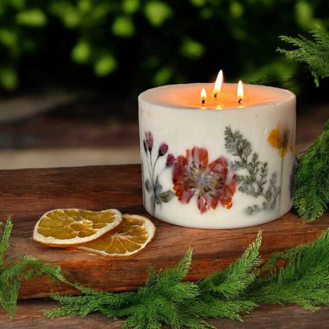 xl Botanical 3-Wick Candle Orange Cinnamon Scent, Vegan Gift - image 1