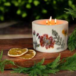 xl Botanical 3-Wick Candle Orange Cinnamon Scent, Vegan Gift