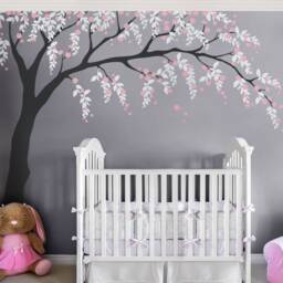 Cherry Blossom Weeping Willow Tree Wall Decal Nursery Decoration - thumbnail 2