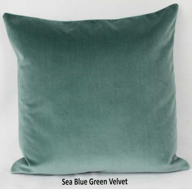 Sea Blue Green British Cotton Velvet Cushion Pillow Cover Square Rectangle Lumbar - Superior Quality - image 1