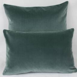 Sea Blue Green British Cotton Velvet Cushion Pillow Cover Square Rectangle Lumbar - Superior Quality - thumbnail 2