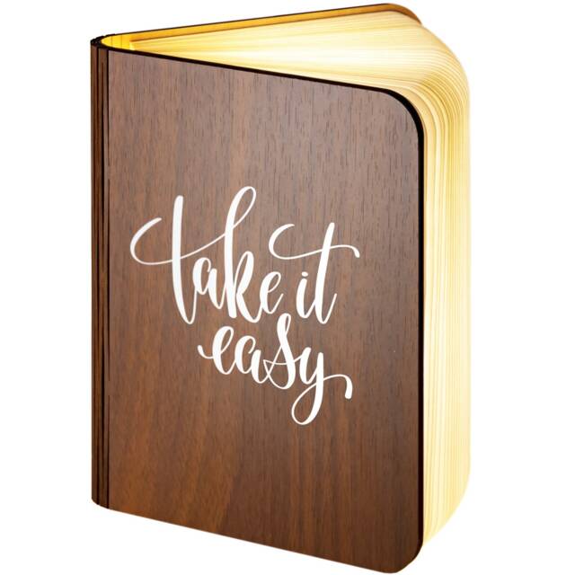 Personalised Wooden Folding Magnetic Glowing Led Book Lamp Featuring Take It Easy Design - image 1