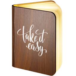 Personalised Wooden Folding Magnetic Glowing Led Book Lamp Featuring Take It Easy Design - thumbnail 1