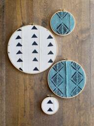 Teal Black White Mudcloth Gallery Wall Hanging Decor 4 Piece Set