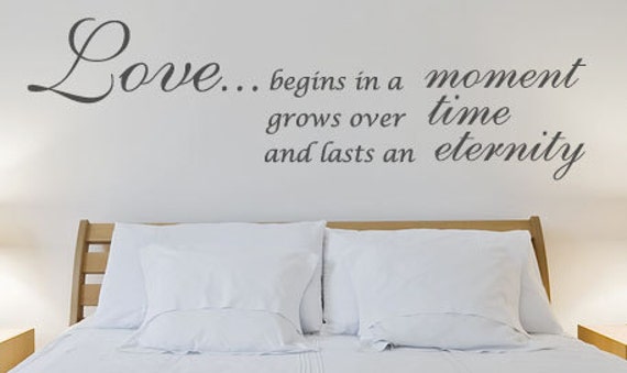 Wall Decal Love Begins in A Moment Bedroom Sticker Wedding Gift Romance Living Room Lounge Dining Kitchen - image 1
