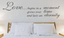 Wall Decal Love Begins in A Moment Bedroom Sticker Wedding Gift Romance Living Room Lounge Dining Kitchen - thumbnail 1