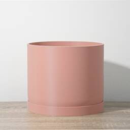 Minimalist Planter With Drainage & Saucer in Country Pink, Unique & Modern 3D-Printed Plant Pot, Small To Large Sizes, Perfect Gift - thumbnail 2