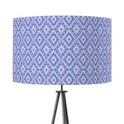 Ikat Blue Print Lampshade 25cm 30cm 35cm 40cm 45cm - Drum Lamp Shade Velvet Handmade Home Decor Ceiling Diamond Design - thumbnail 1