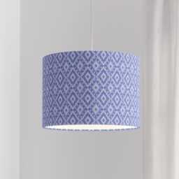 Ikat Blue Print Lampshade 25cm 30cm 35cm 40cm 45cm - Drum Lamp Shade Velvet Handmade Home Decor Ceiling Diamond Design - thumbnail 3