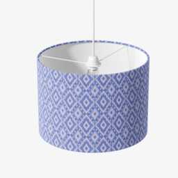 Ikat Blue Print Lampshade 25cm 30cm 35cm 40cm 45cm - Drum Lamp Shade Velvet Handmade Home Decor Ceiling Diamond Design - thumbnail 2