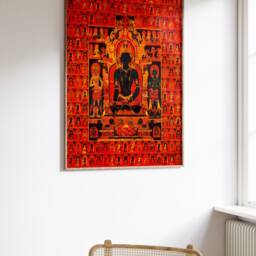 Red Buddhas Art, Buddhist Art Print, Spiritual Decor, Wall Gift Idea, Buddhism, Psychedelic Buddha A1/A2/A3/A4 - thumbnail 3