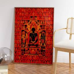Red Buddhas Art, Buddhist Art Print, Spiritual Decor, Wall Gift Idea, Buddhism, Psychedelic Buddha A1/A2/A3/A4 - thumbnail 2
