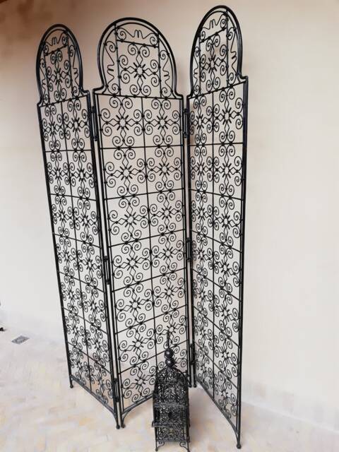 Handcrafted Wrought Iron Moroccan Room Divider Screen - image 1