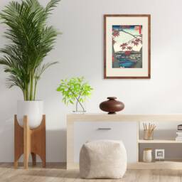 Japanese Ukiyo-E Art Print Poster Woodblock Wall Hiroshige Maples At Mama Trees Leaves Landscape Autumn Beautiful Japan Calligraphy A3 - thumbnail 3