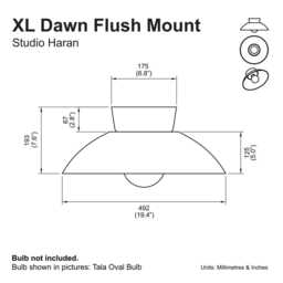 Blue Xl Dawn Flush Mount Ceiling Light in Ceramic & Oak - thumbnail 4