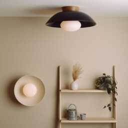 Blue Xl Dawn Flush Mount Ceiling Light in Ceramic & Oak - thumbnail 2