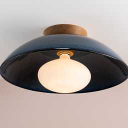 Blue Xl Dawn Flush Mount Ceiling Light in Ceramic & Oak - thumbnail 3