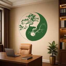 Vinyl Wall Decal Yin Yang Zen Philosophy Tree Oriental Decor Asian Stickers Mural - #2539Di - thumbnail 2