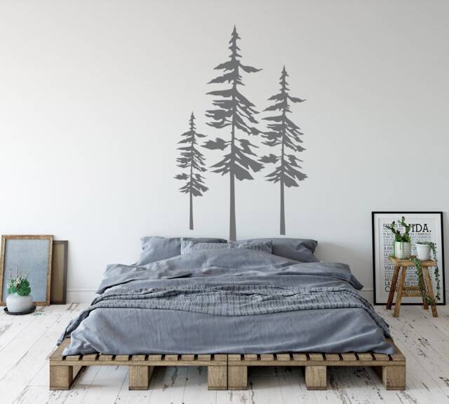 Large Pine Tree Forest Wall Decals Modern Nature Decor #234 - image 1