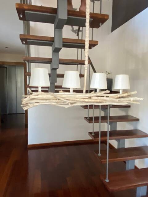 Driftwood Branch Chandelier, Coastal Hanging Light, Beach House Light Fixture - image 1