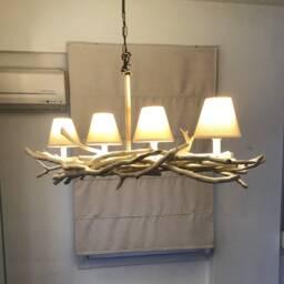 Driftwood Branch Chandelier, Coastal Hanging Light, Beach House Light Fixture - thumbnail 3