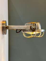 Pollino - Adjustable Brass Wall Sconce With Glass Cover, Industrial Inspired Articulating Light, Handmade By Arel Lighting