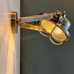 Pollino - Adjustable Brass Wall Sconce With Glass Cover, Industrial Inspired Articulating Light, Handmade By Arel Lighting - thumbnail 3