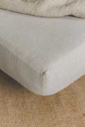 Breathable Linen Fitted Sheet With Deep Pockets - Handmade Mattress Cover, Soft Natural Bedding For Cozy Sleep & Simple Bedroom Style
