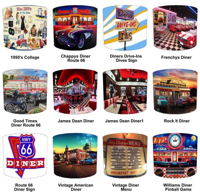 American Diner Drum Lampshade For Ceiling Light Pendants Or Table Lamp Bases - image 1