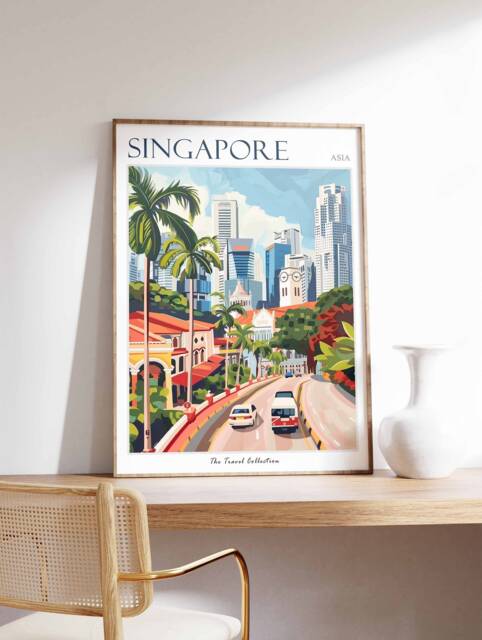 Singapore Travel Poster Colorful Cityscape Art Print - image 1