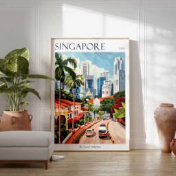 Singapore Travel Poster Colorful Cityscape Art Print - thumbnail 2