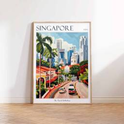 Singapore Travel Poster Colorful Cityscape Art Print - thumbnail 3