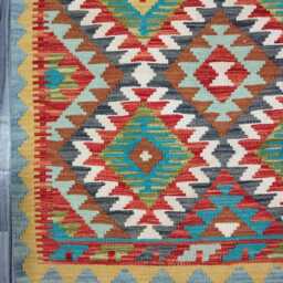 Kilim Rug Classic, Handmade Artisan Afghan Turkish Scandinavian Navajo Bohemian Wool Flatweave Multicolour 121x84 cm - thumbnail 2