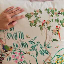 Floral Oriental Throw Pillow Cover, Mink Velvet, Custom Size - thumbnail 2