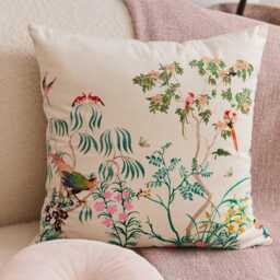 Floral Oriental Throw Pillow Cover, Mink Velvet, Custom Size - thumbnail 1