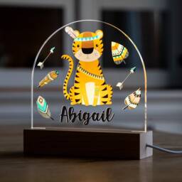 Personalised Night Light Baby Boys Girls - Tiger Kids Nightlight Lamp Led Uv578 - thumbnail 3