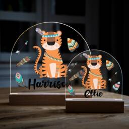 Personalised Night Light Baby Boys Girls - Tiger Kids Nightlight Lamp Led Uv578 - thumbnail 2