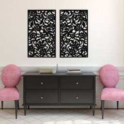 3D Ornament Wood Wall Art Decor, Flowers, Openwork Picture, Living Room, Wooden Panel, Home Decor - thumbnail 2