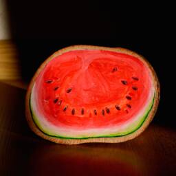 Wooden Watermelon Slice Shelf Decor Hand Painted Kitchen Art - thumbnail 2