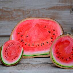 Wooden Watermelon Slice Shelf Decor Hand Painted Kitchen Art - thumbnail 4