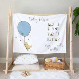 Personalised Pooh Bear Milestone Blanket, Custom Newborn Photo Prop, Storybook Keepsake - thumbnail 4