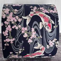 Handmade Koi Carp Lampshade, Japanese Cotton Fabric, Drum Table Lampshade - thumbnail 4