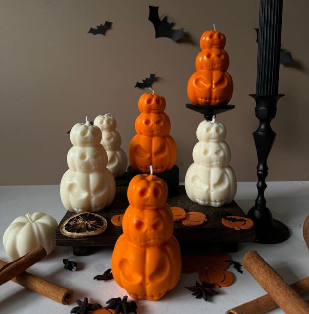Spooky Pumpkin Soy Wax Candle Halloween Autumn Decor - image 1