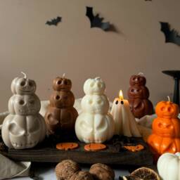 Spooky Pumpkin Soy Wax Candle Halloween Autumn Decor - thumbnail 3