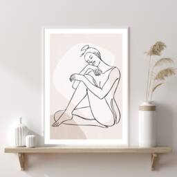 Woman Line Drawing, Single Art, Female Art Print, Body Abstract Drawing Feminine Poster, Neutral Wall Decor - thumbnail 1