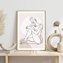 Woman Line Drawing, Single Art, Female Art Print, Body Abstract Drawing Feminine Poster, Neutral Wall Decor - thumbnail 2