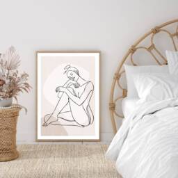 Woman Line Drawing, Single Art, Female Art Print, Body Abstract Drawing Feminine Poster, Neutral Wall Decor - thumbnail 3
