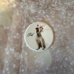 Jack Russell Dog Christmas Ornament - Personalised Festive Bauble With Santa Hat & Name - thumbnail 4