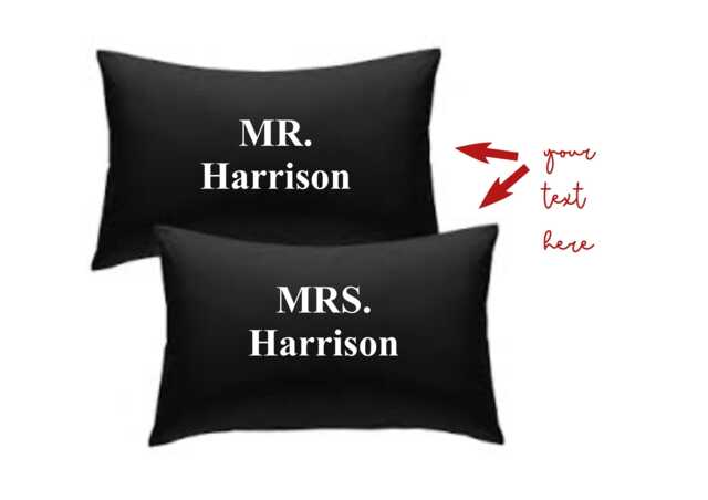 Personalised Your Text Design Print Pillowcase Pair Set Single - image 1